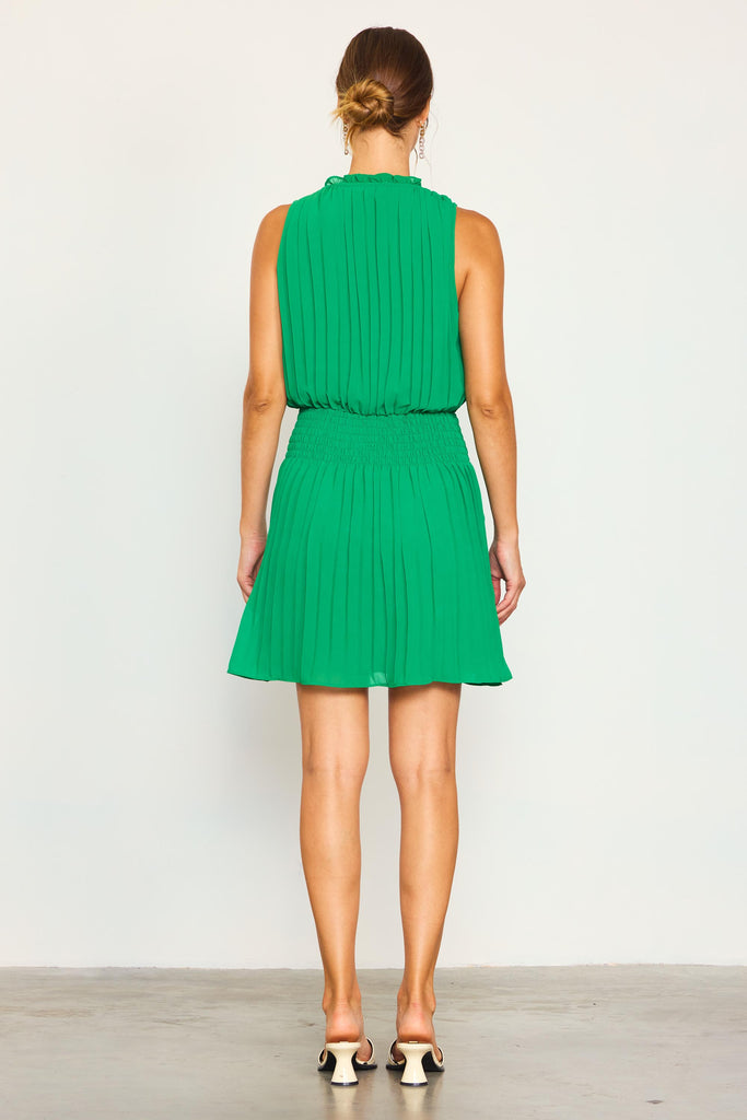 Karina Pleated Smocked Mini Dress