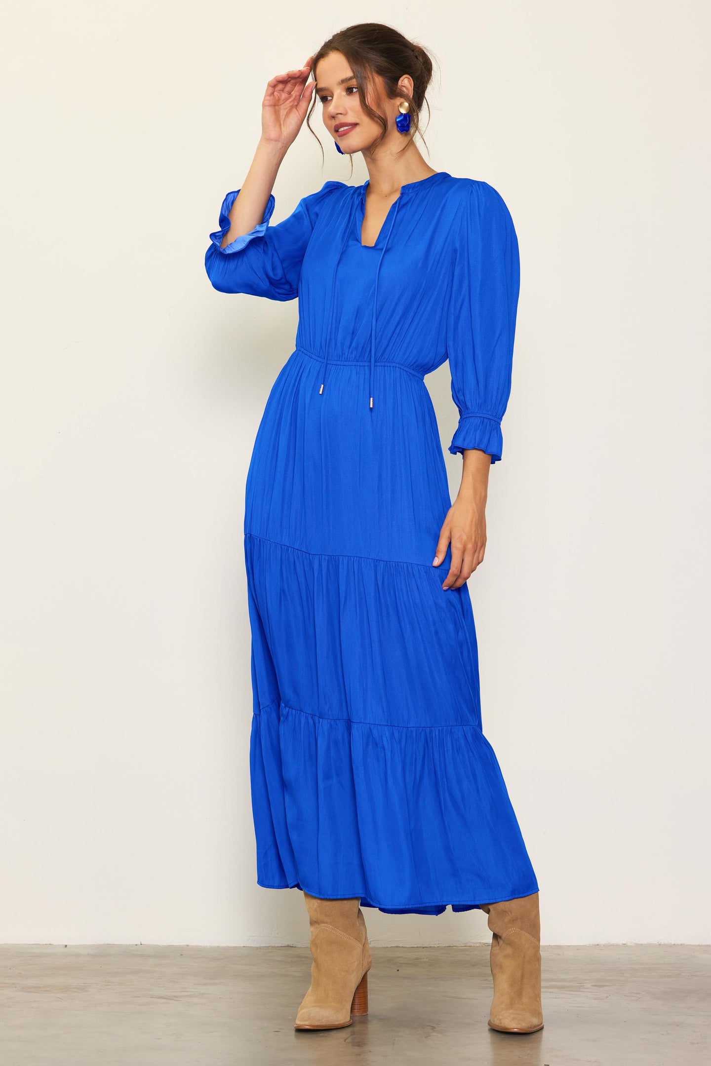 Joyride Ruffle Maxi Dress Royal Blue