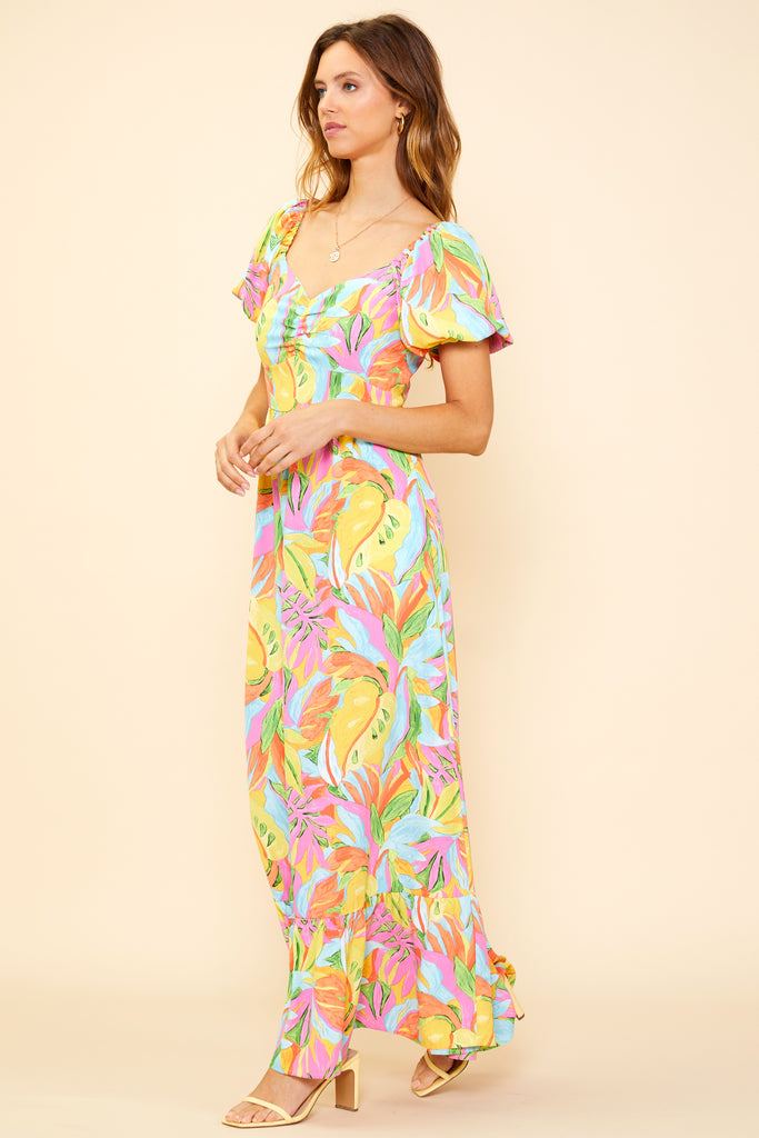 Lily Print Smocked Back Maxi Dress