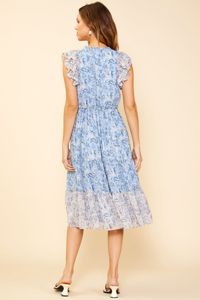 Aster Print Contrast Midi Dress