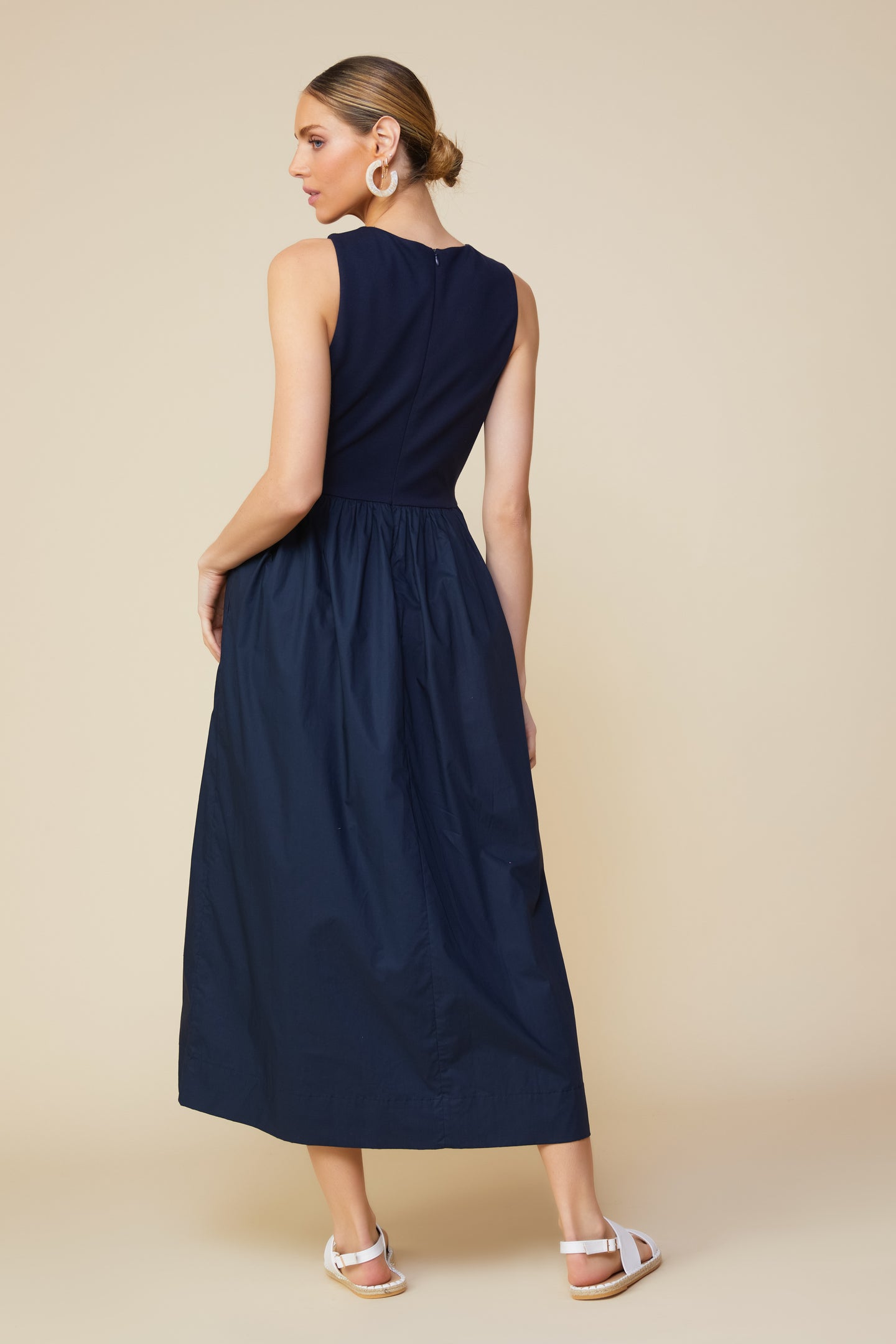 Celia Mixed Media Midi Dress SKIES ARE BLUE