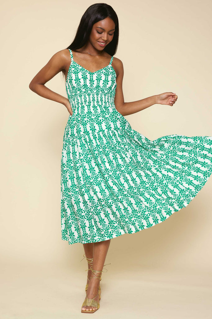 Floral Print Smocked Waist Dress
