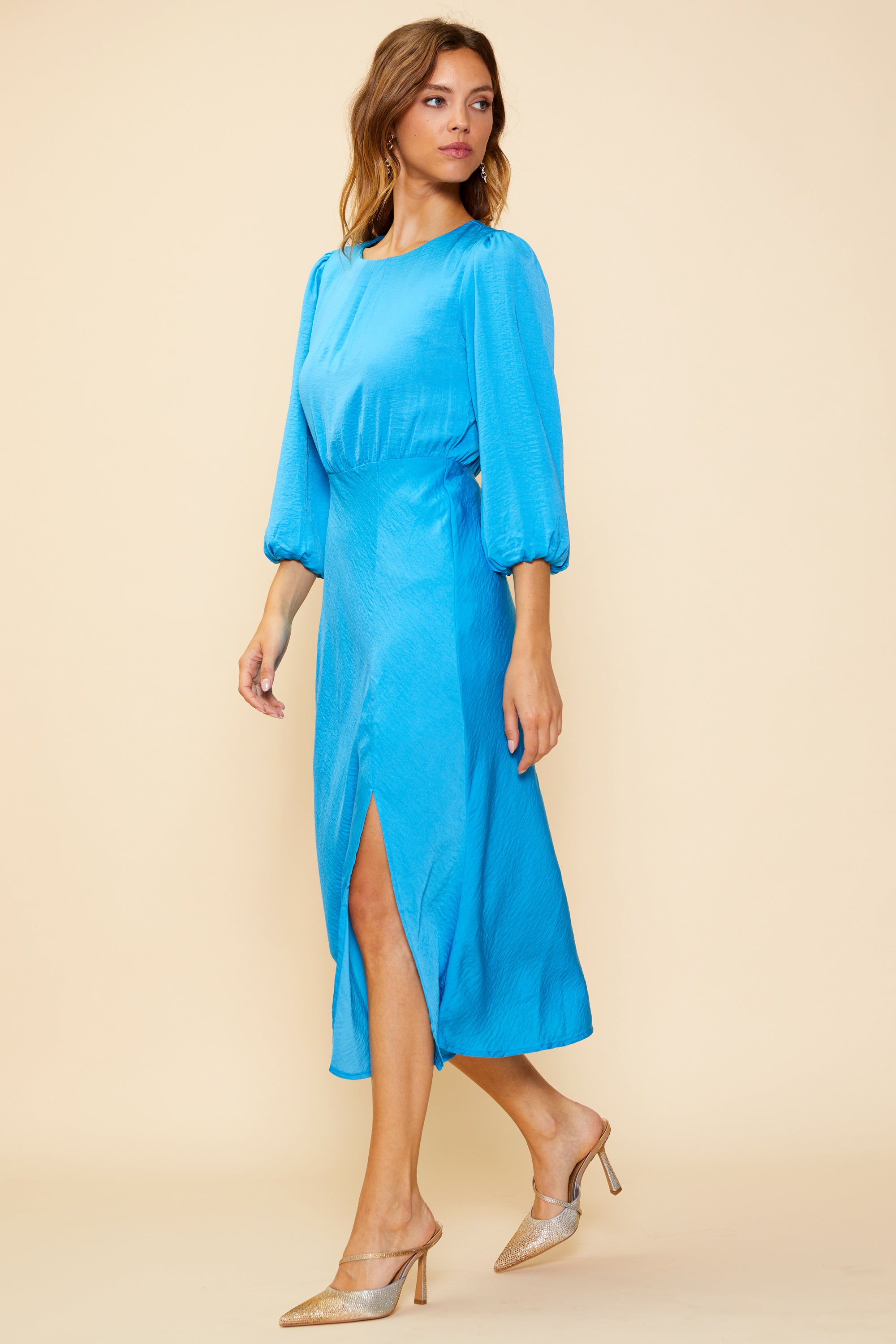 Front slit on sale midi dress