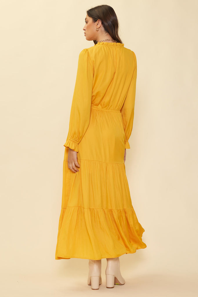 Satin Ruffled Maxi Dress