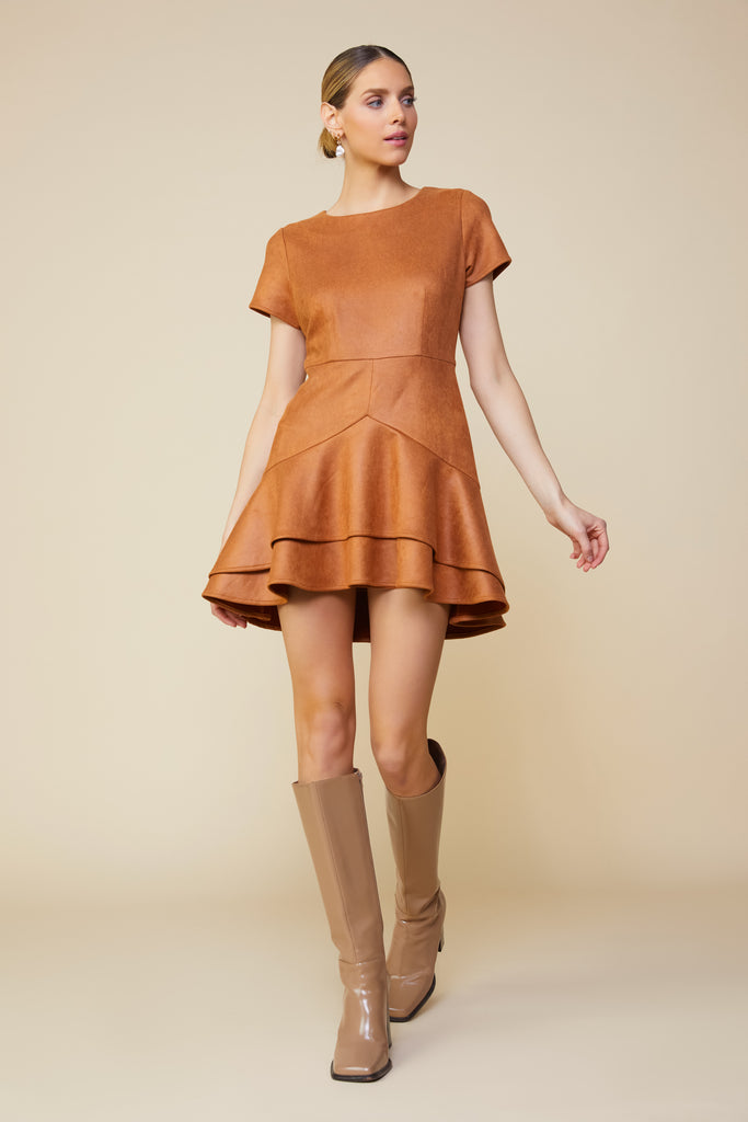 Coated Ponte Flared Mini Dress
