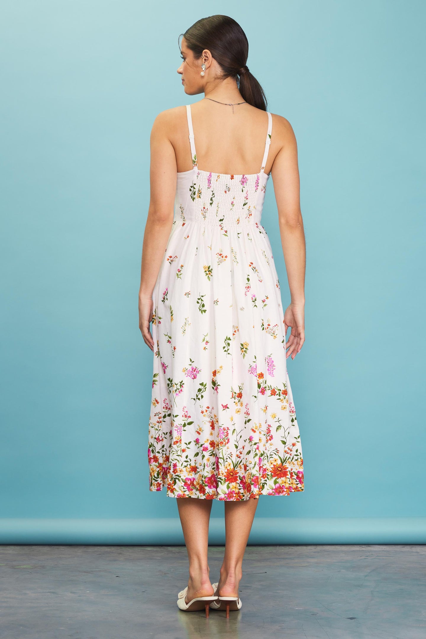 Floral Motif Print Midi Dress