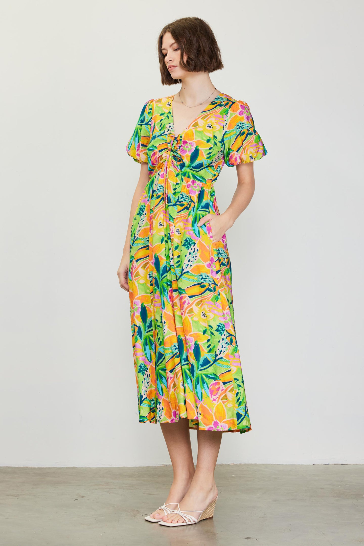 Celine Floral Print Midi Dress