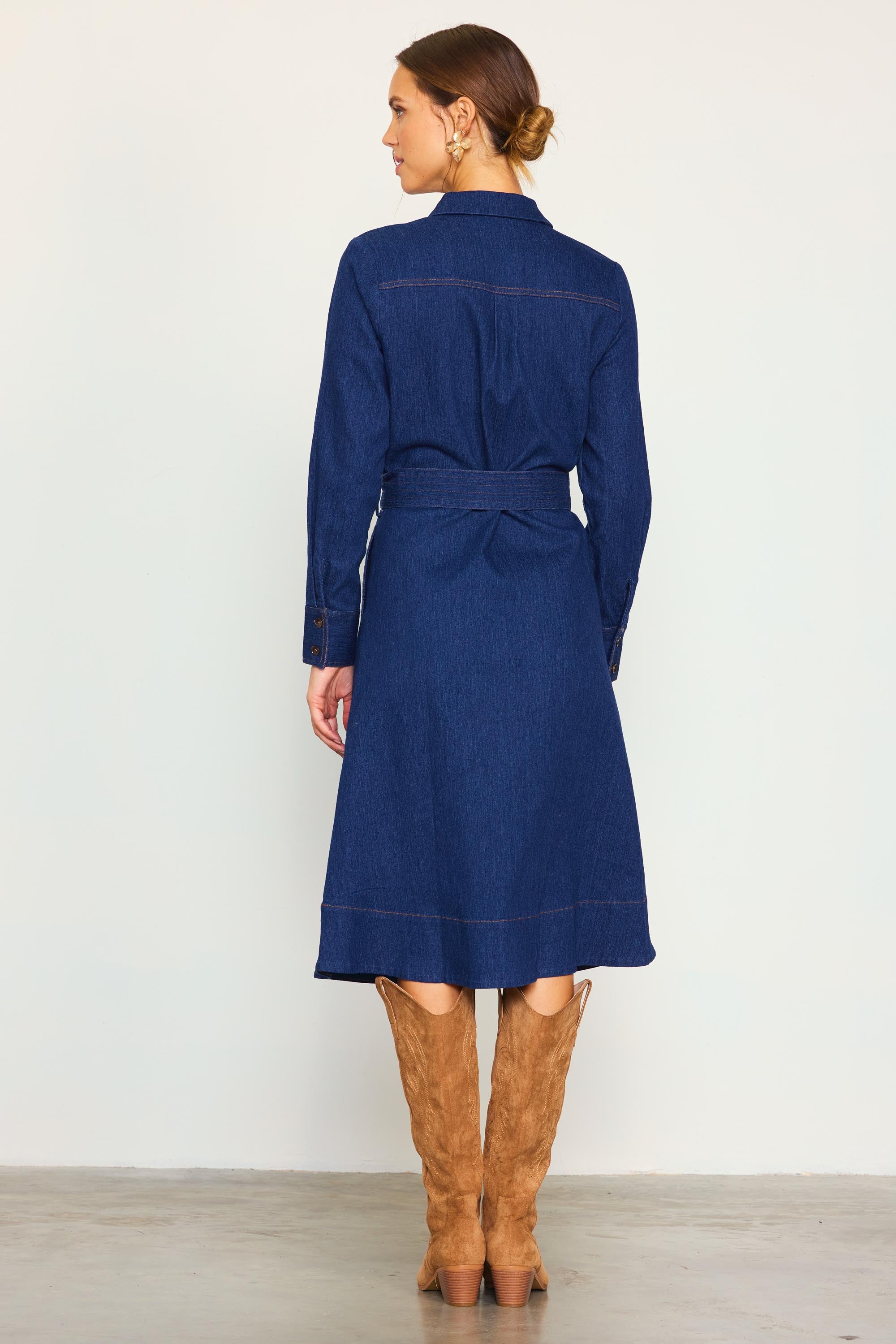 Long sleeve dark denim dress sale