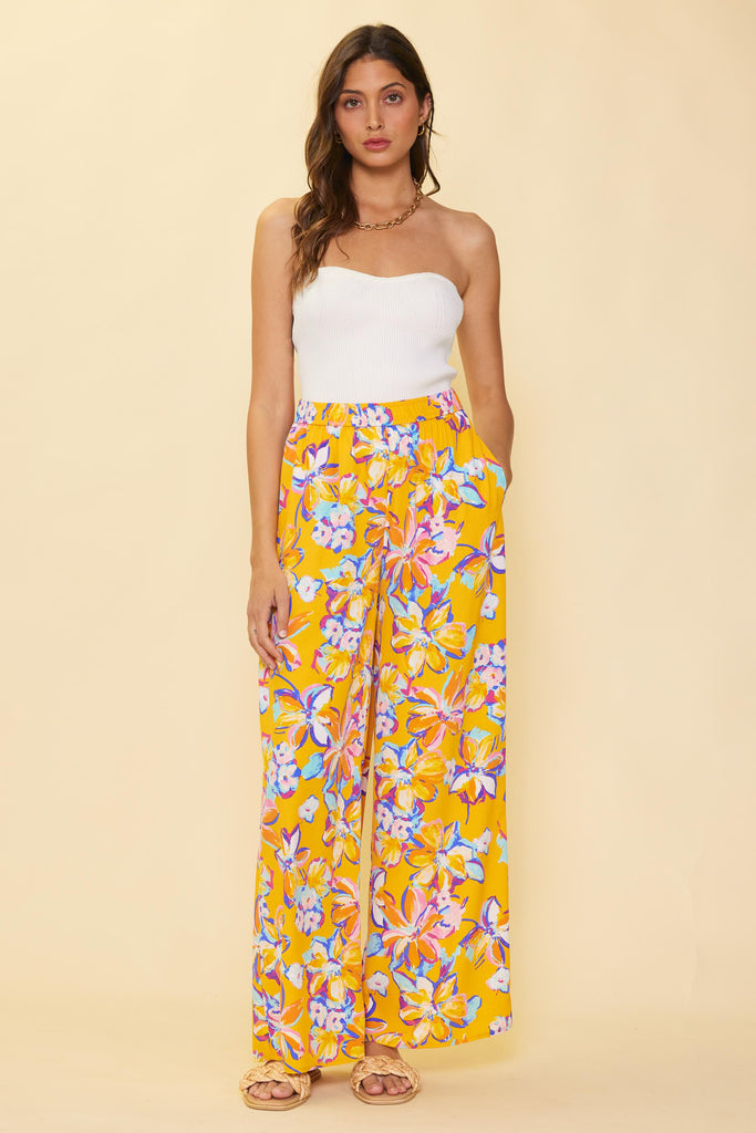 Floral Print Wide Leg Pants