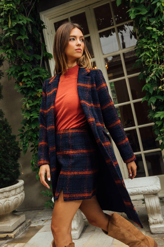 Double Breasted Plaid Coat