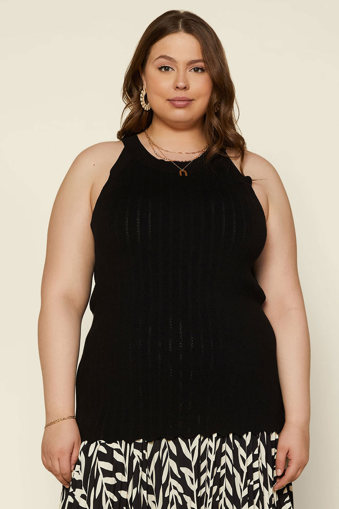 Plus Size - Scallop Hem Knit Top