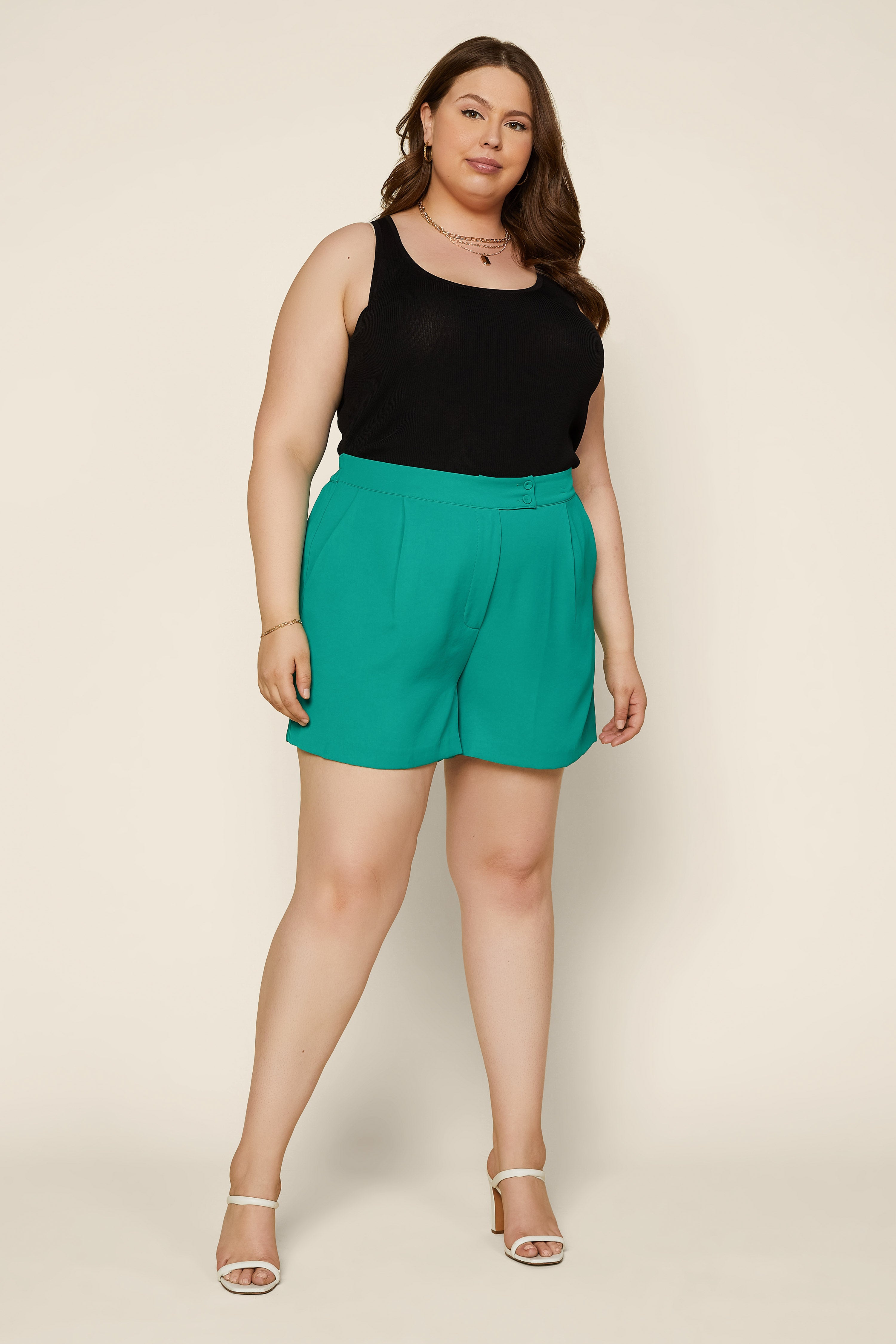 Plus Size Recycled Tailored Shorts SKIES ARE BLUE