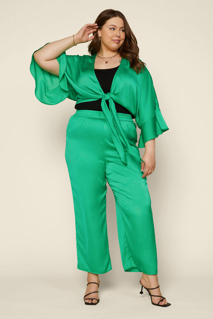 Plus Size - Satin Palazzo Pants