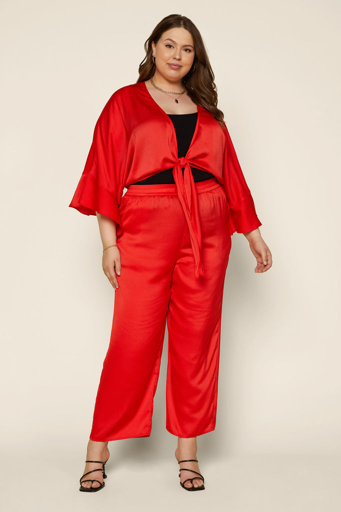 Plus Size - Satin Palazzo Pants