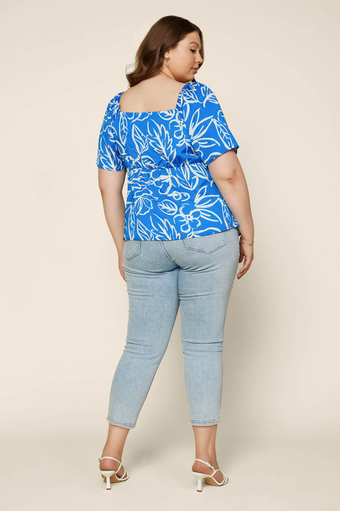 Plus Size - Floral Stencil Blouse