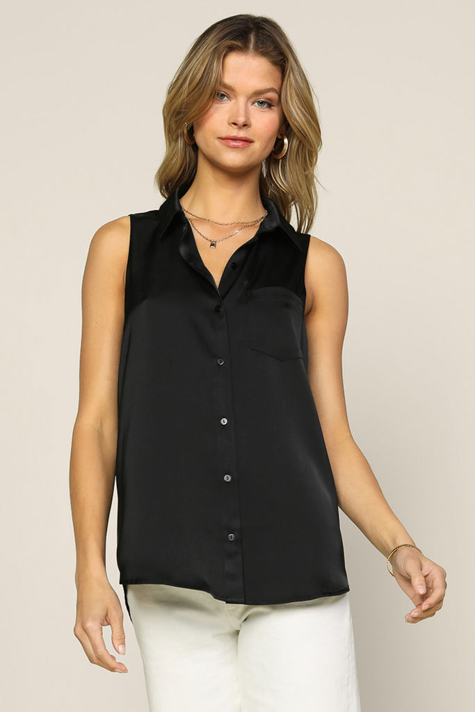 Sleeveless Button Down Top