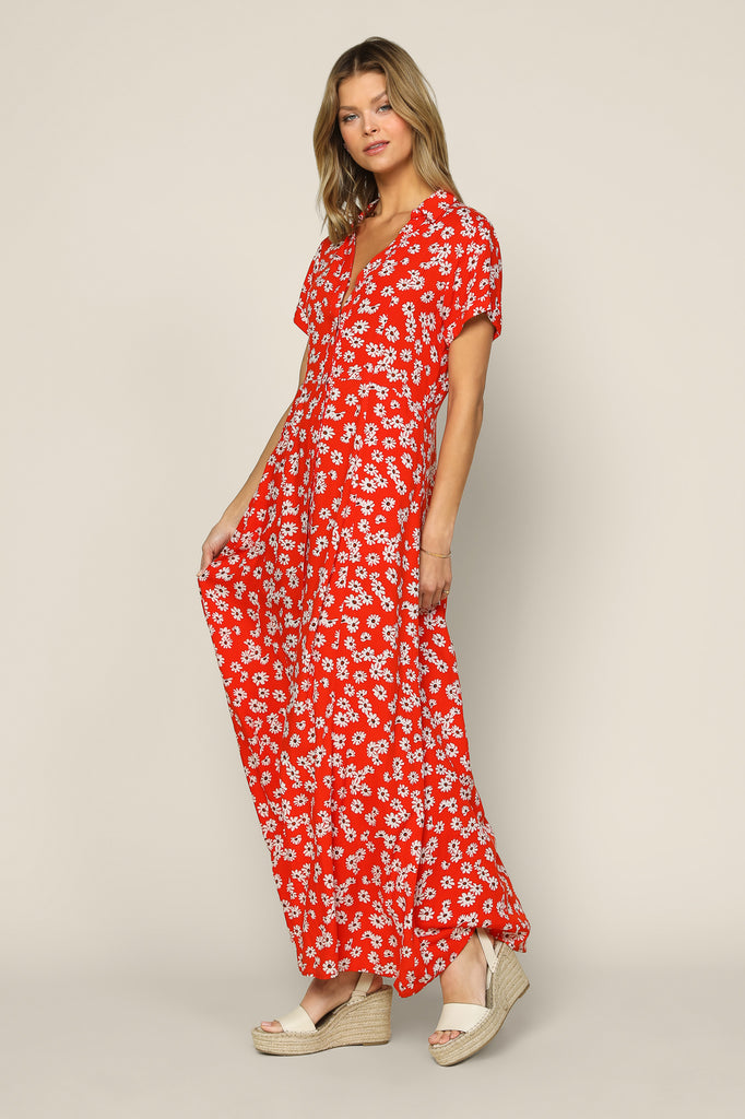 Floral Print Maxi Shirt Dress