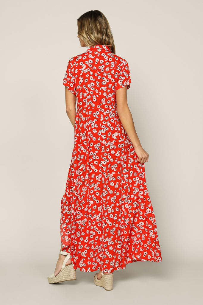 Floral Print Maxi Shirt Dress