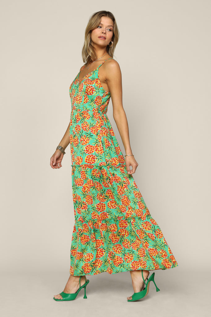 Tropical Print Maxi Dress