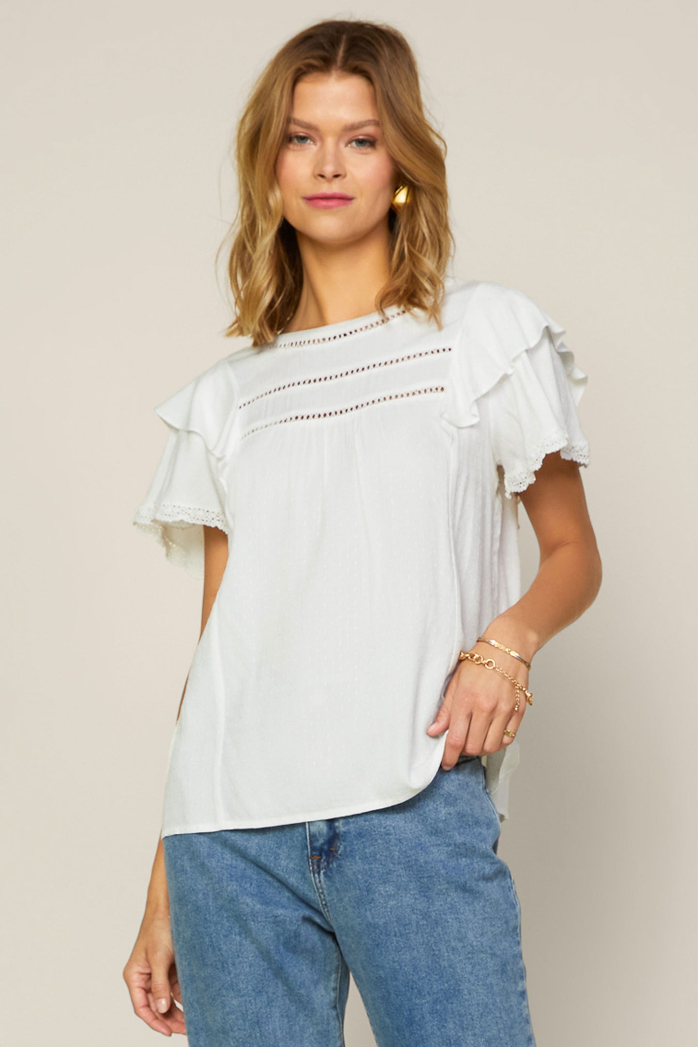 Ruffled Lace Detailed Top