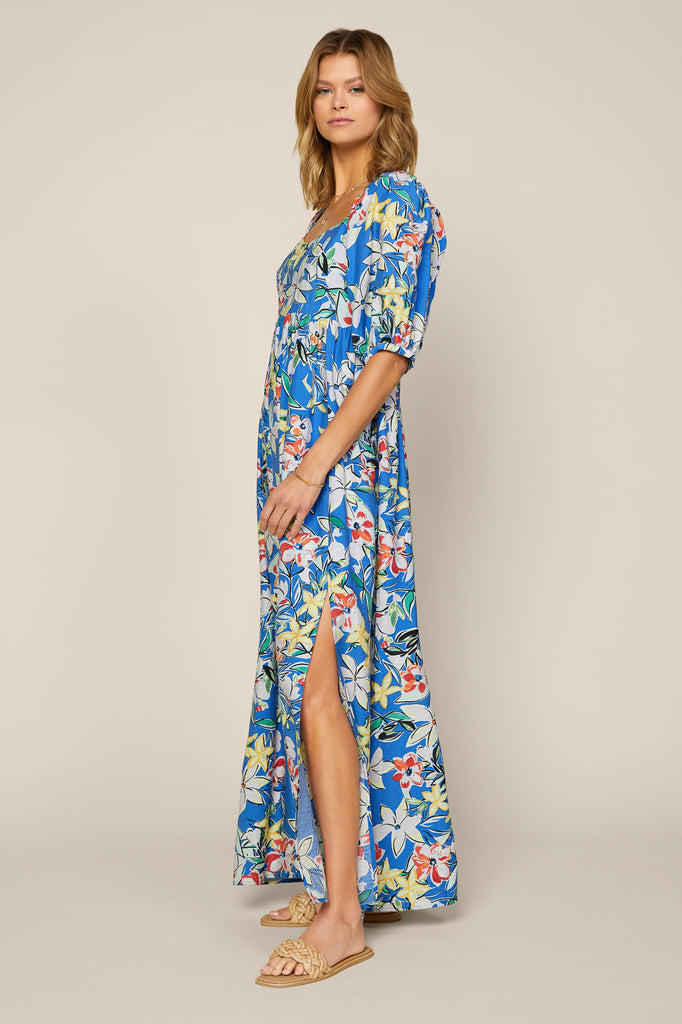 Floral Print Puff Sleeve Dress