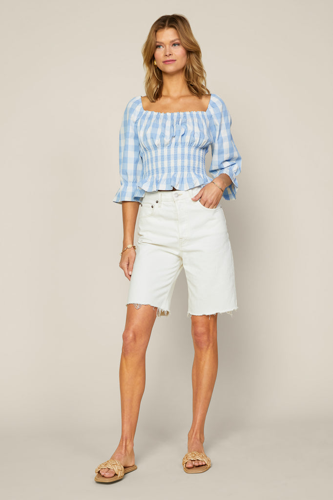 Gingham Peplum Top