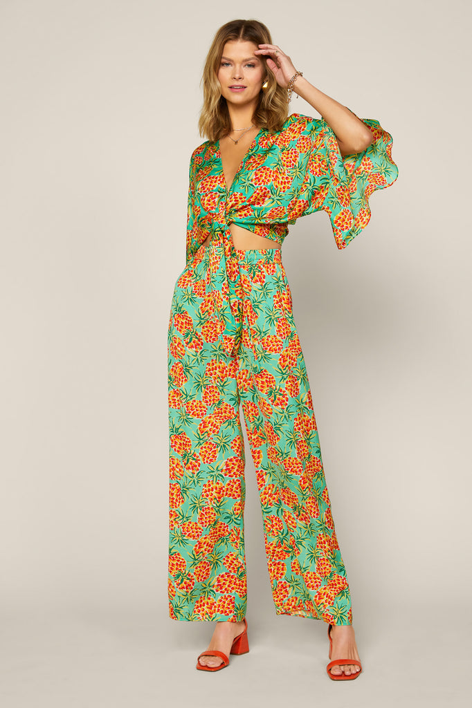 Tropical Print Kimono Top