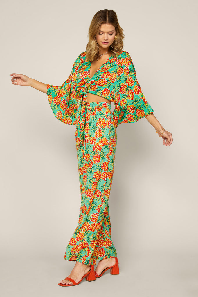 Tropical Print Kimono Top