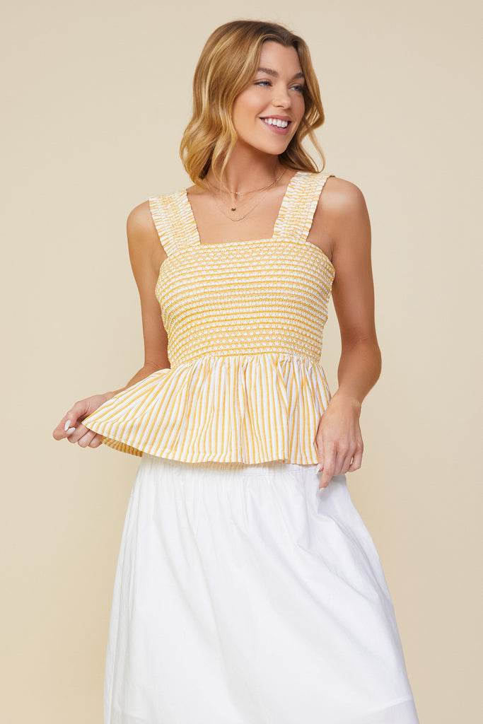 Stripe Smocked Peplum Top
