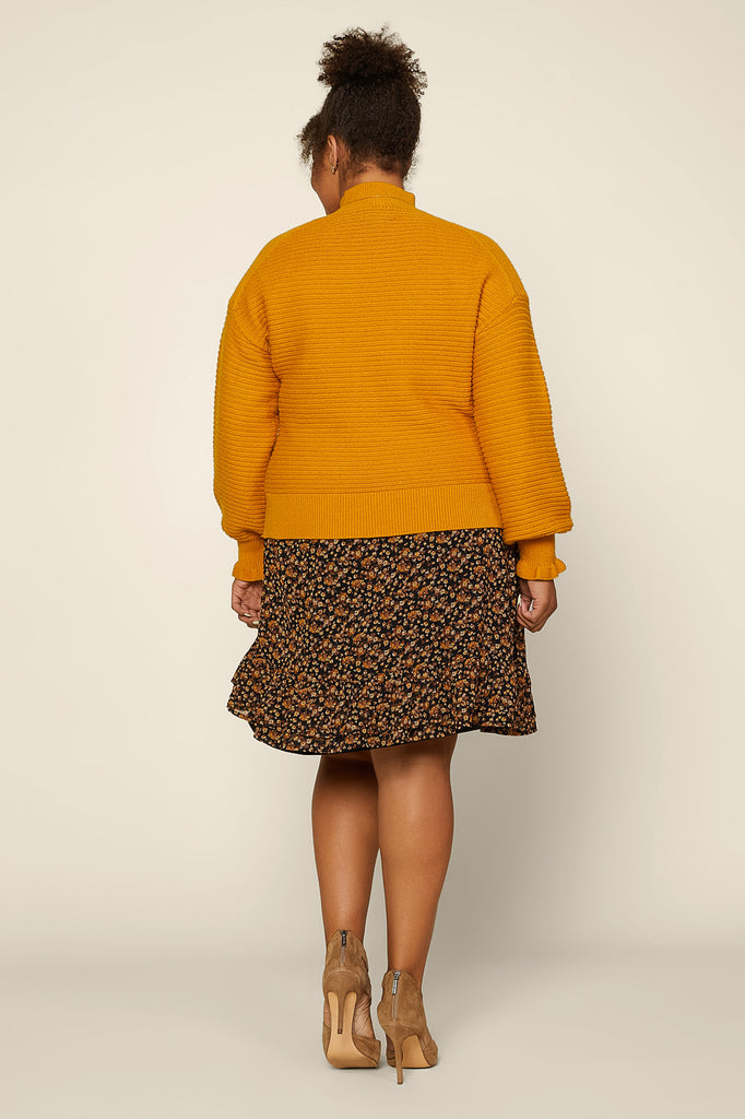 Plus Size - Mock Neck Balloon Sleeve Sweater