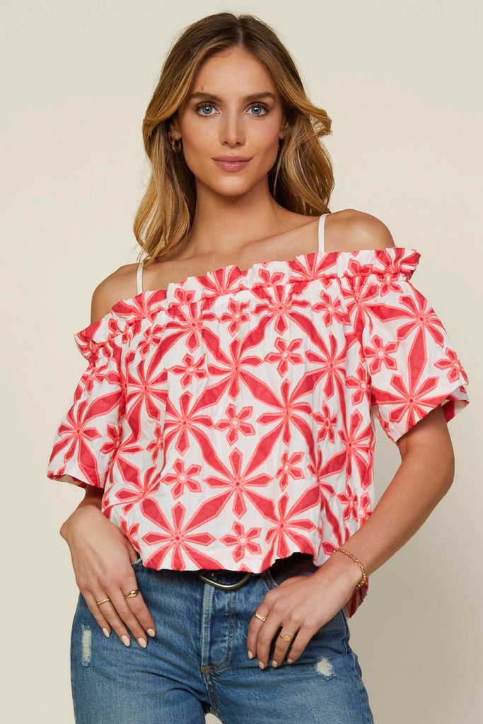 Embroidered Off Shoulder Top