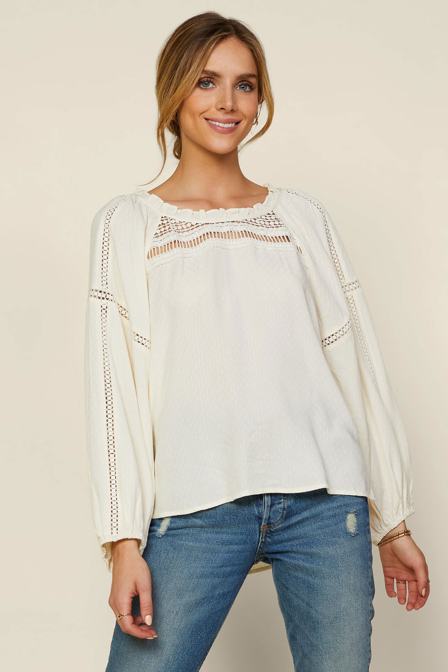 Ivory Lace Detail Blouse