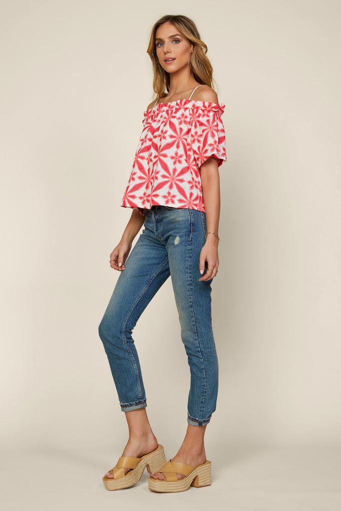 Embroidered Off Shoulder Top