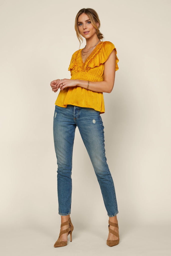 Ruffled V Neck Top