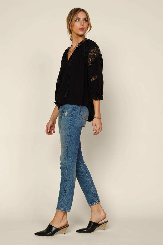Lace Detail Tassel Blouse