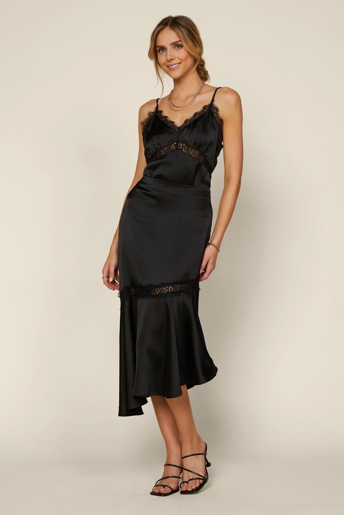 Lace Trim Midi Skirt