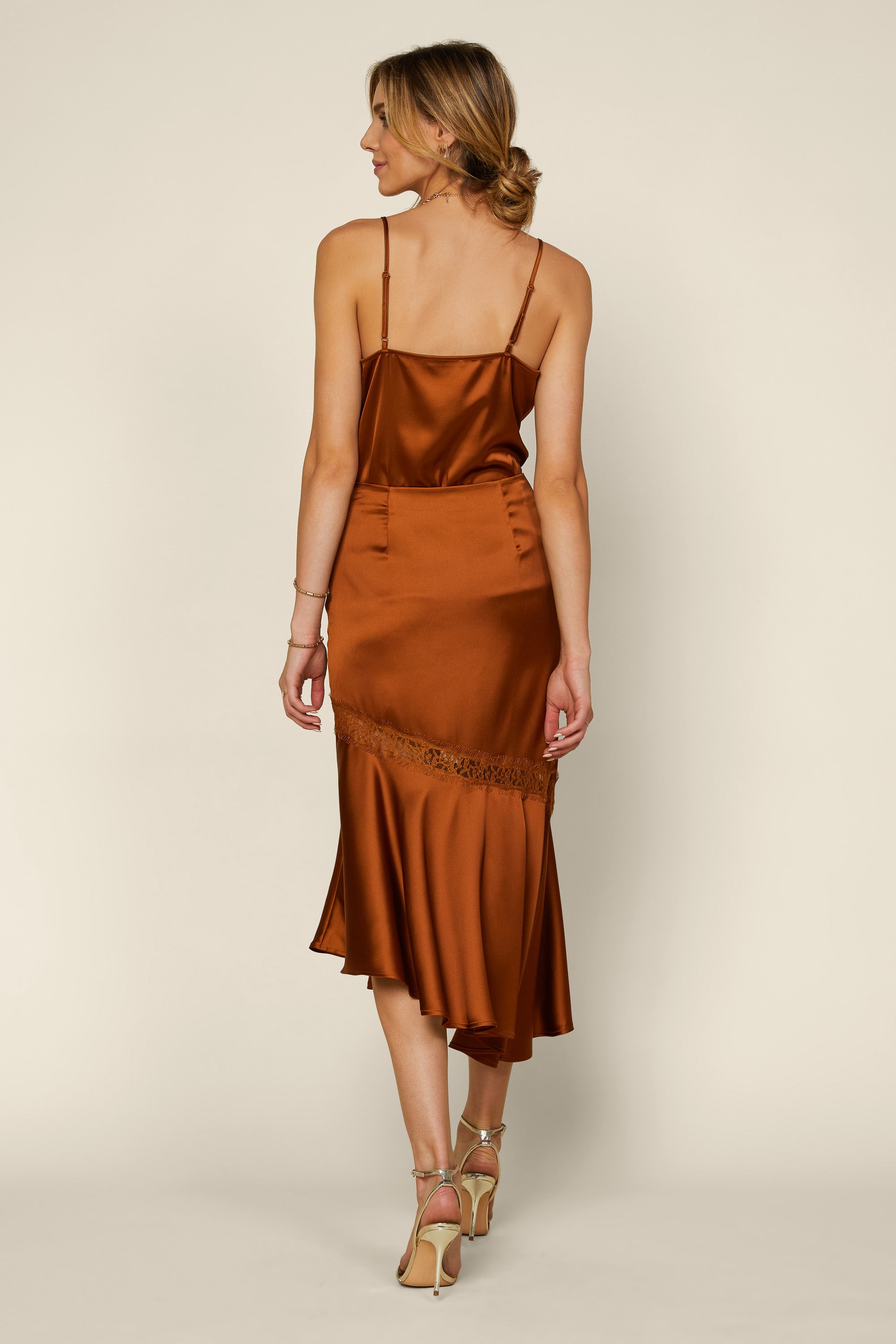 Kari satin on sale midi skirt