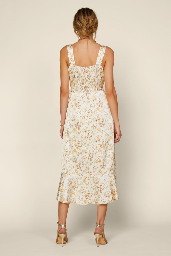 Square Neck Floral Midi Dress
