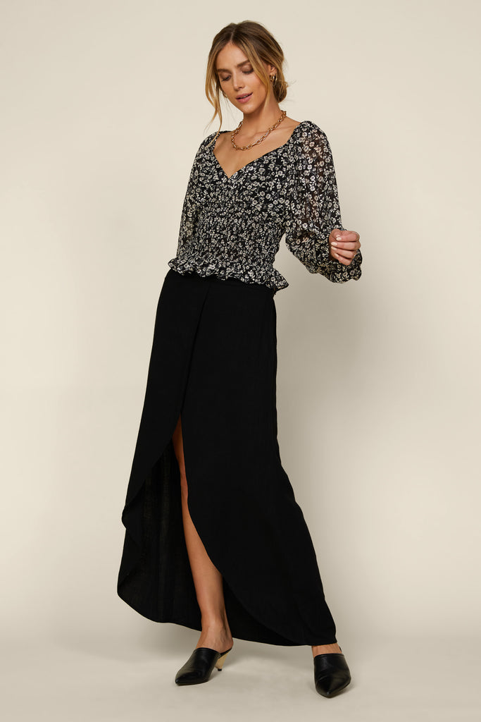 Twisted Front Maxi Skirt
