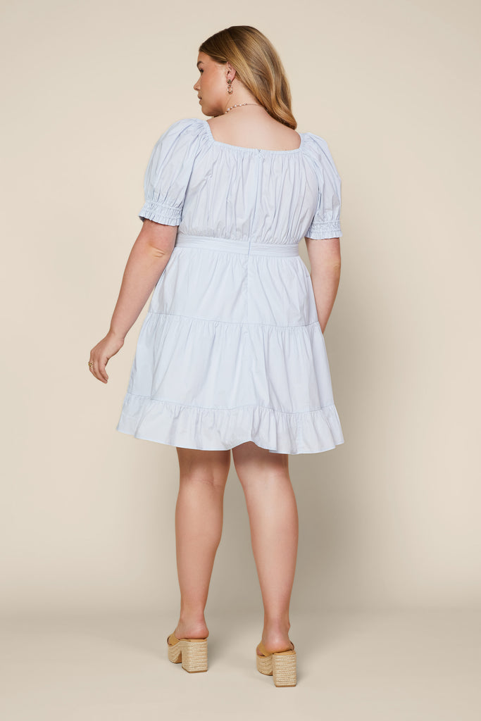Plus Size - Puffed Sleeve Mini Dress