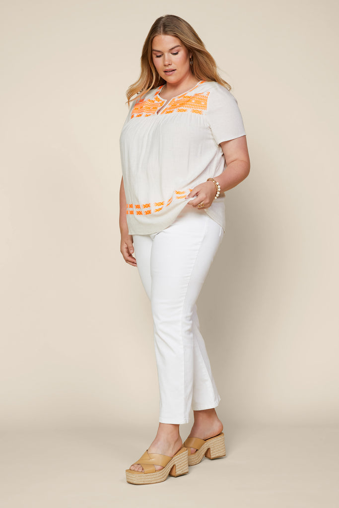 Plus Size - Embroidered Detail Top