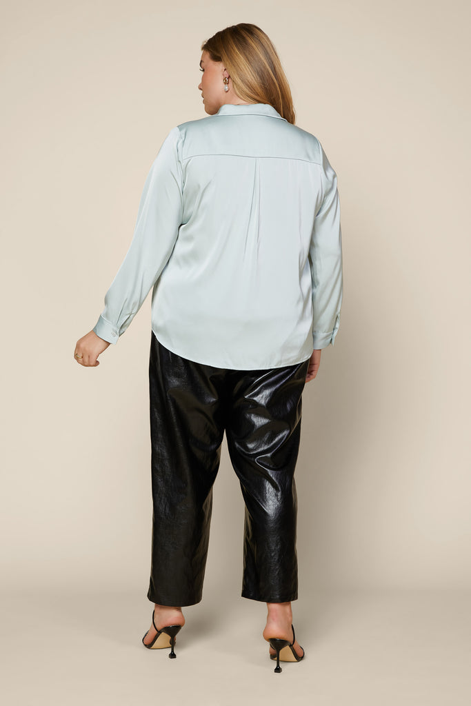 Plus Size - Satin Buttondown Shirt