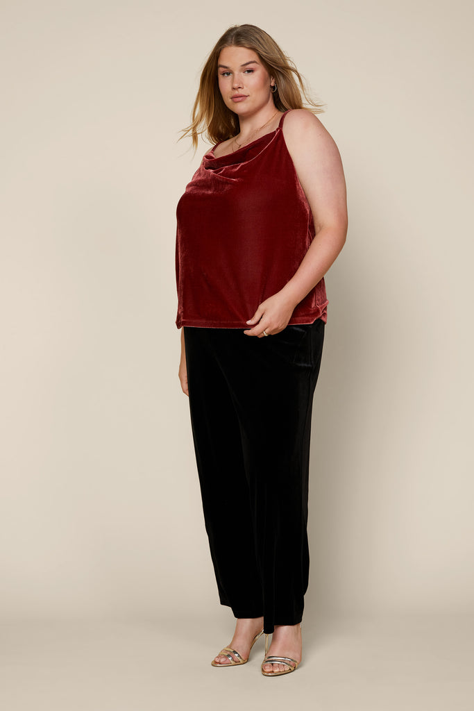 Plus Size - Velvet Cowl Neck Cami