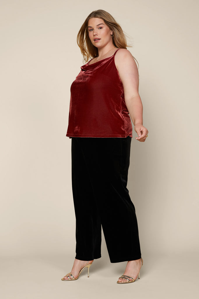 Plus Size - Velvet Cowl Neck Cami