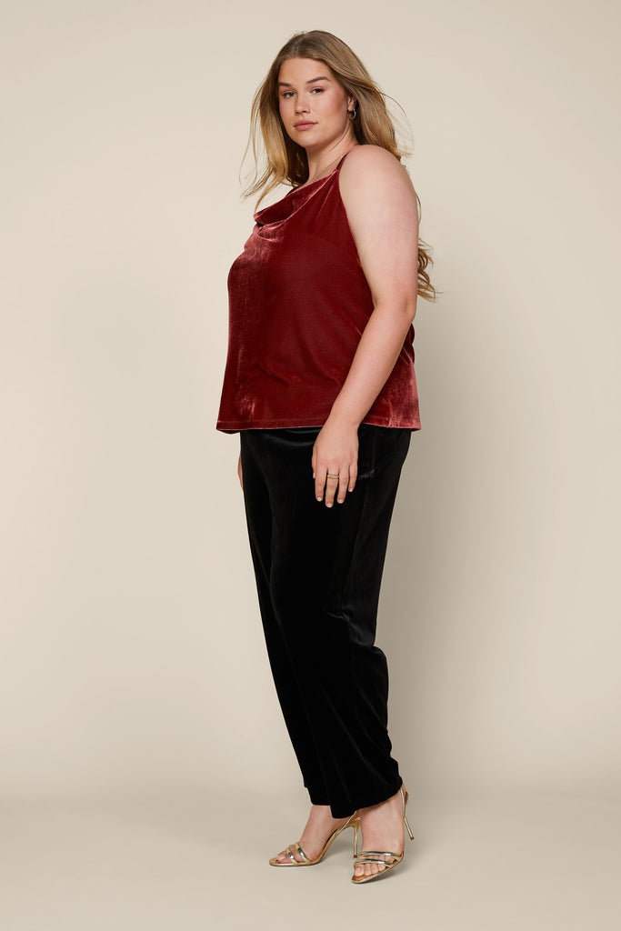 Plus Size - Velvet Cowl Neck Cami