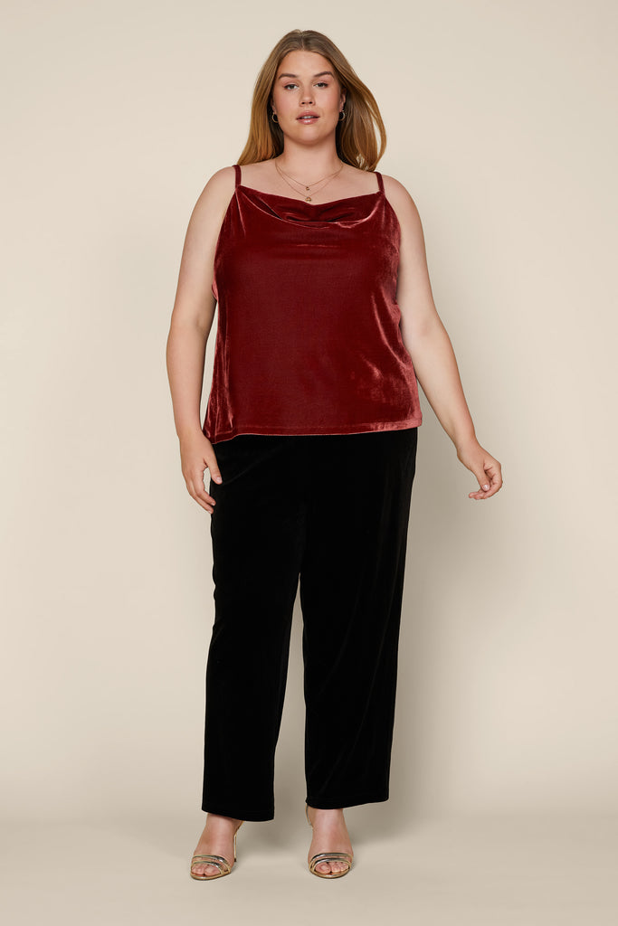 Plus Size - Velvet Cowl Neck Cami