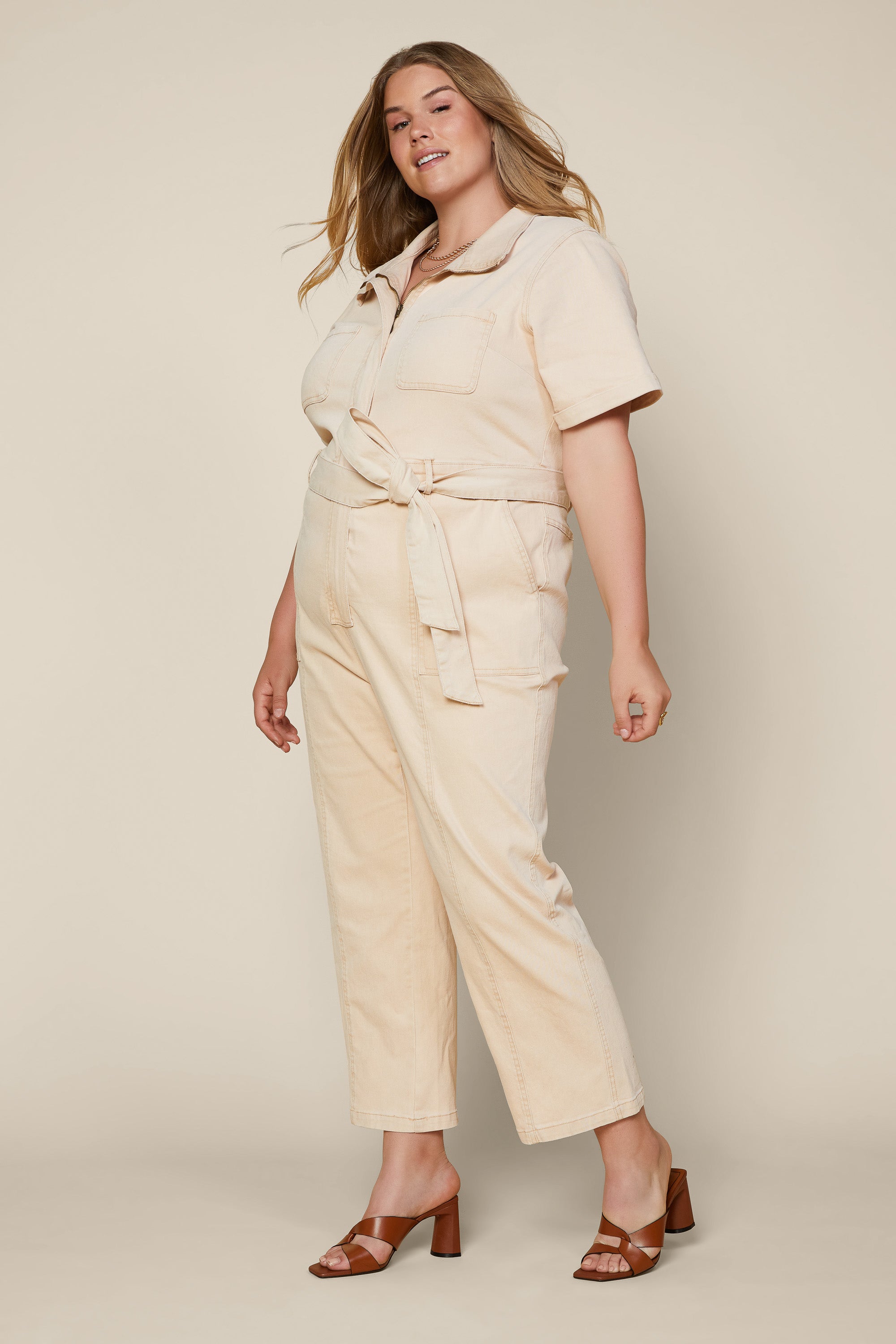 Utility jumpsuit beige discount