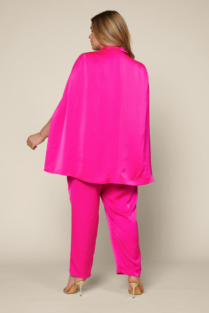Plus Size - Satin Double Breasted Blazer Cape