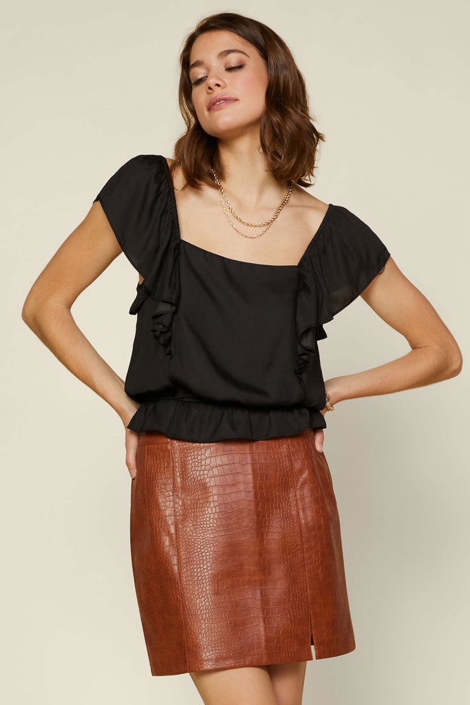 Ruffled Square Neck Top