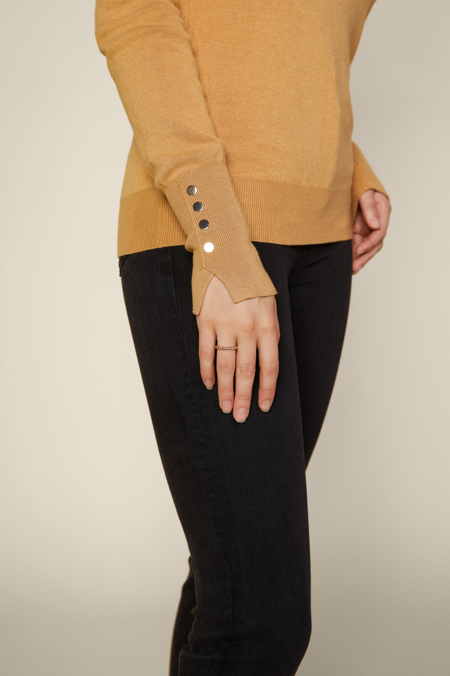 Button Detail Turtleneck Sweater